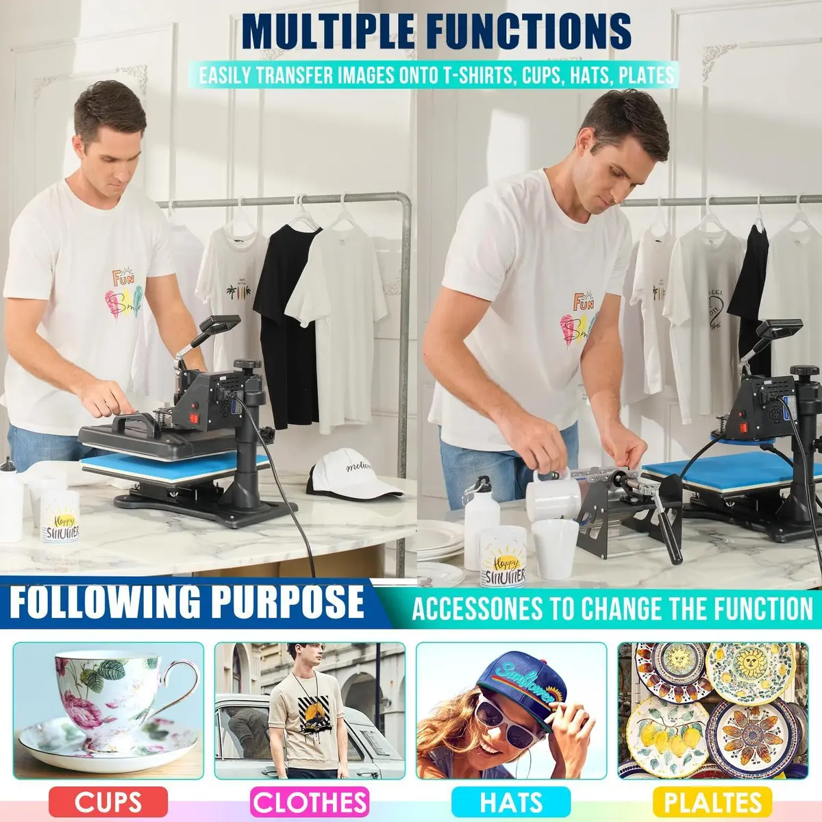 HYPOAI 5 in1 Heat Press Machine 15x12 inch | Multi-Function T-Shirt Mug & Cap Transfer - view 2
