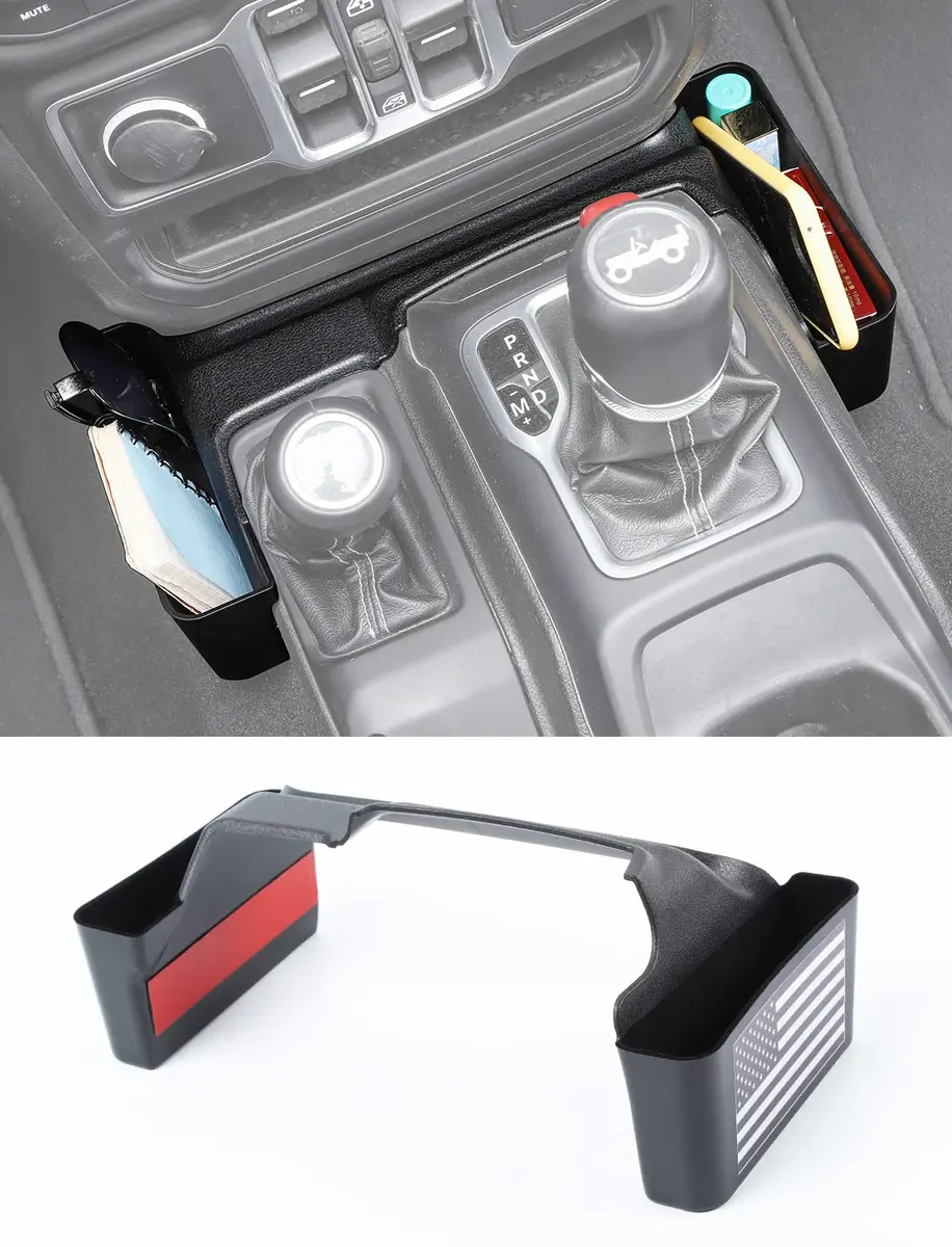 Savadicar GT-2 Shifter Storage Box with Microfibers | American Flag Jeep Organizer for 2018-2025 JL & Gladiator - main product image
