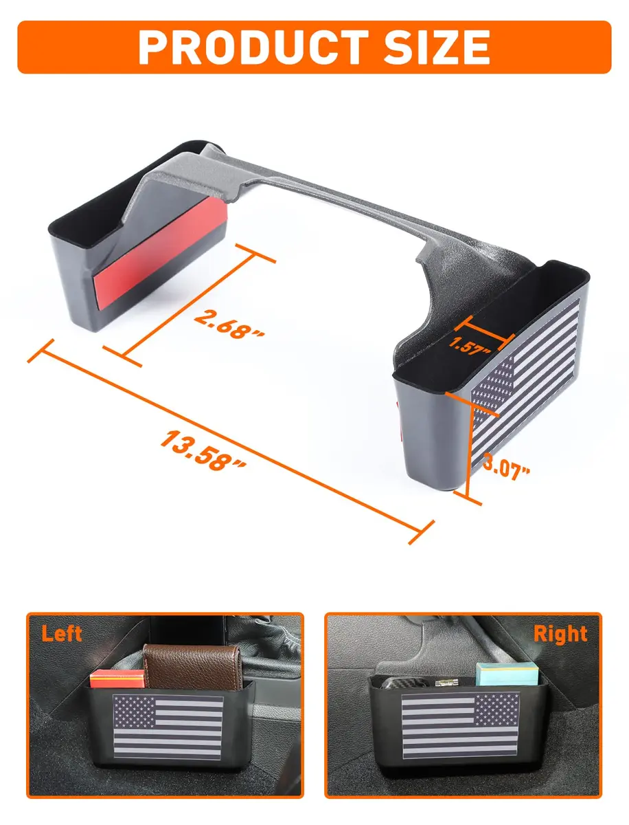 Savadicar GT-2 Shifter Storage Box with Microfibers | American Flag Jeep Organizer for 2018-2025 JL & Gladiator - view 6