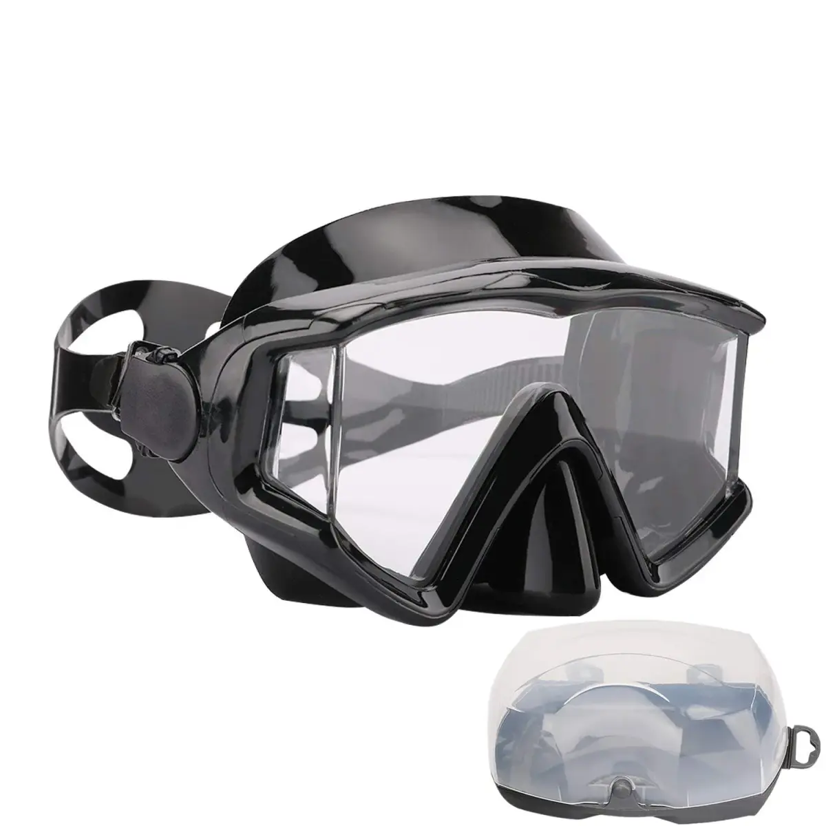 AQUA A DIVE SPORTS Adult Black Single Lens Diving Mask | 180° Wide View Anti-Fog - main product image