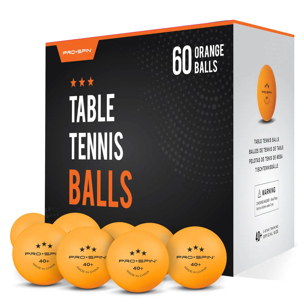 PRO-SPIN 3-Star Premium Orange Table Tennis Balls | 40mm ABS Professional Quality for Indoor & Outdoor Play - main product image
