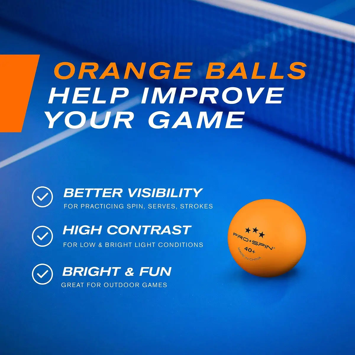 PRO-SPIN 3-Star Premium Orange Table Tennis Balls | 40mm ABS Professional Quality for Indoor & Outdoor Play - view 5