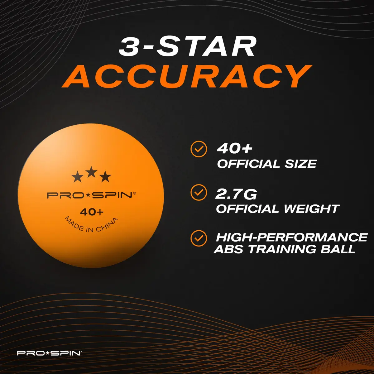 PRO-SPIN 3-Star Premium Orange Table Tennis Balls | 40mm ABS Professional Quality for Indoor & Outdoor Play - view 3