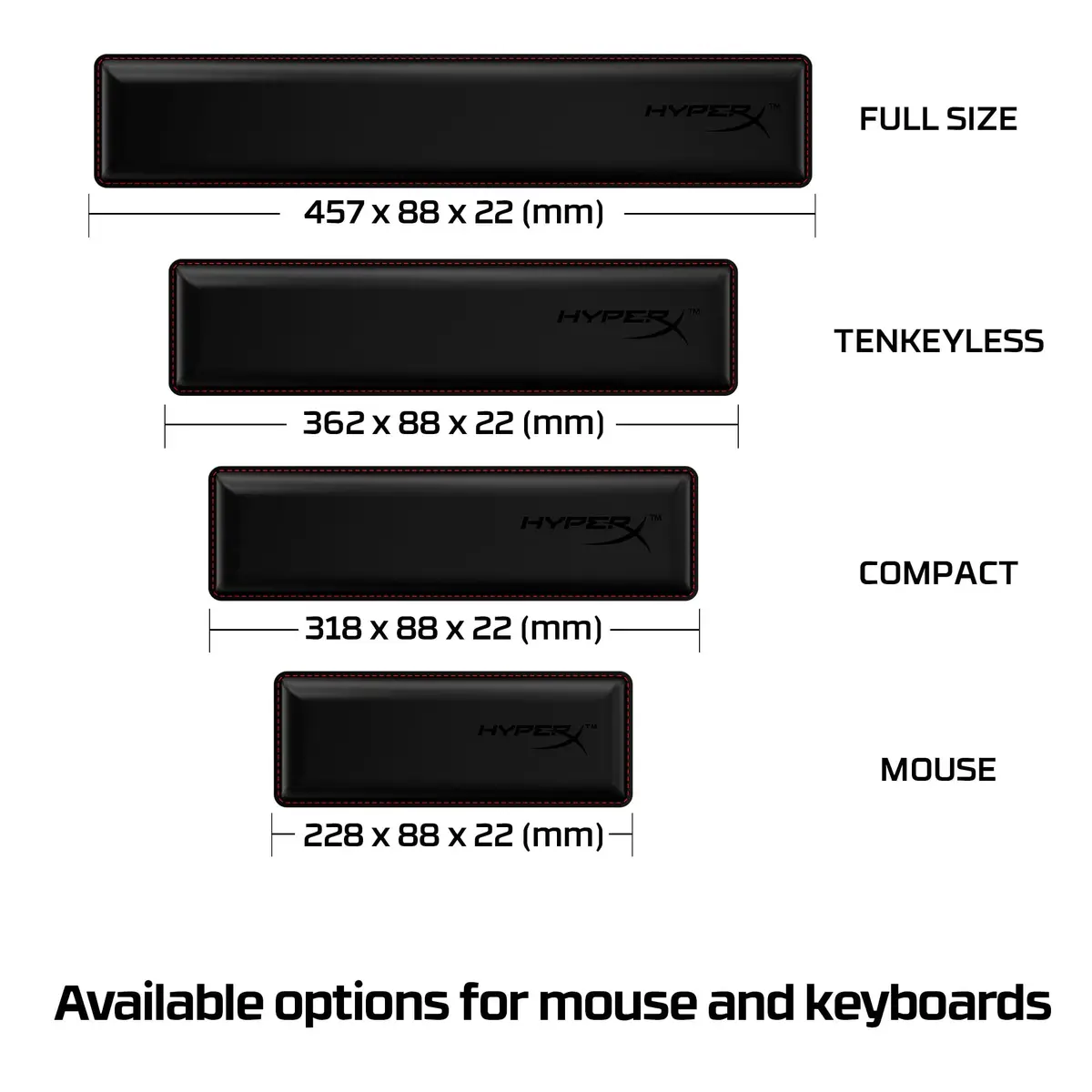 HyperX Wrist Rest for Tenkeyless Keyboards – Cooling Gel Memory Foam – Black – 36.2cm (14.3") | Ergonomic Support for Office & Gaming - view 6