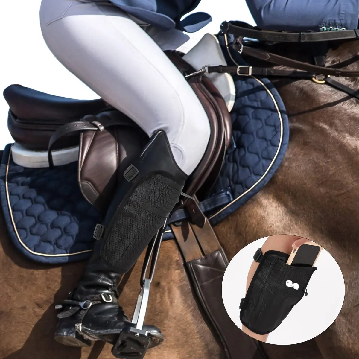 Xuniea 2 Pack Leg Phone Holder with Adjustable Straps, Black & Gray | Fits Phones up to 7.9x6.7 inches - view 7