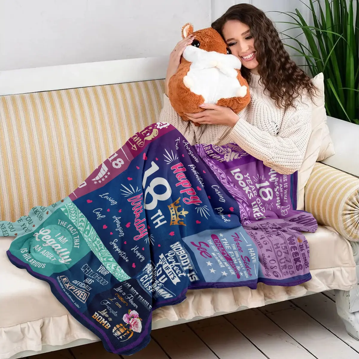 Wisegem 18th Birthday Blanket 60"x50" | Soft Polyester Gift for Teen Girl - view 2