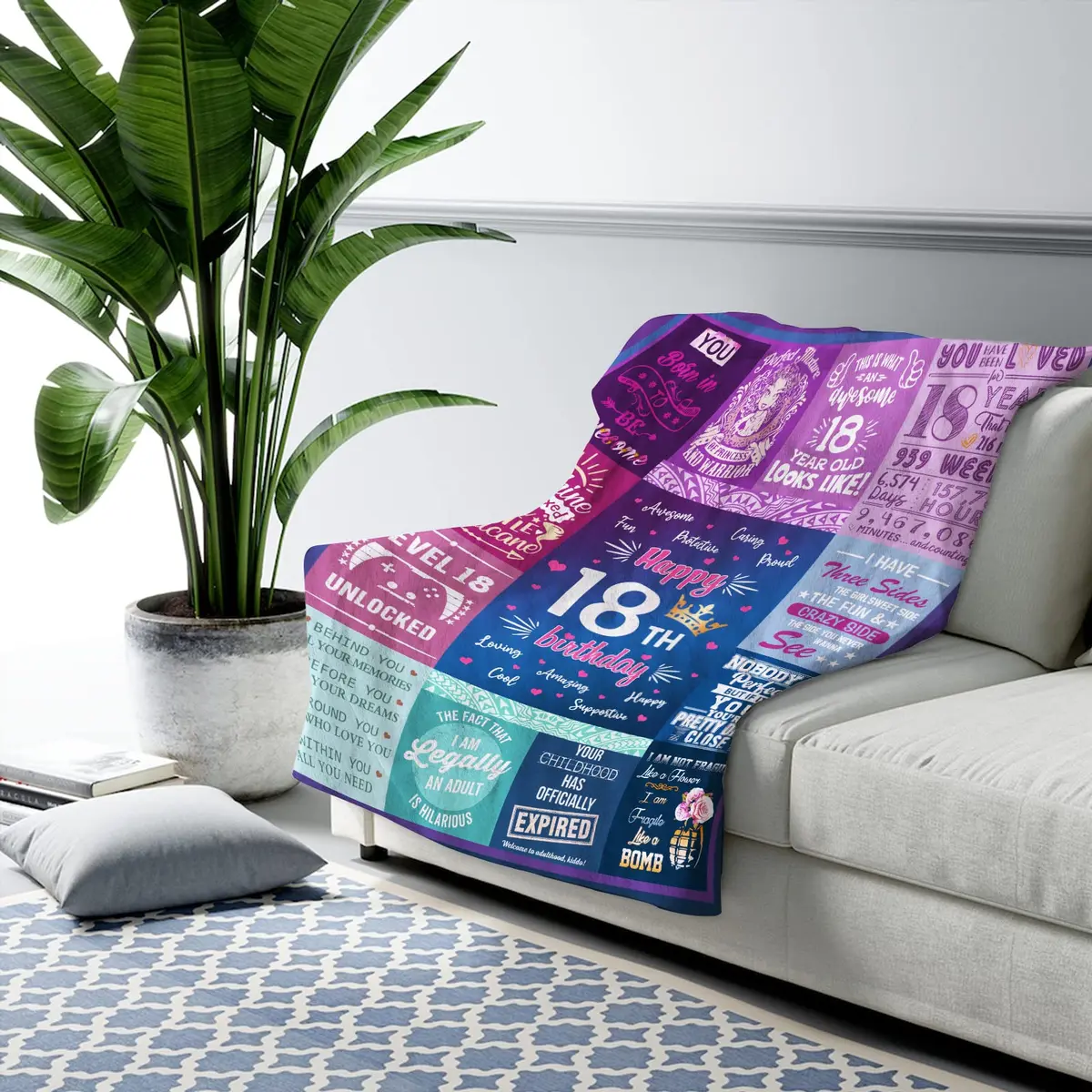 Wisegem 18th Birthday Blanket 60"x50" | Soft Polyester Gift for Teen Girl - view 3