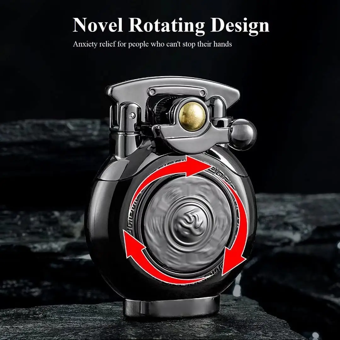 YANCONG Vintage Antique Reusable Windproof Trench Lighter | Unique Mechanical Design for Men & Dad (B-Blue) - view 2