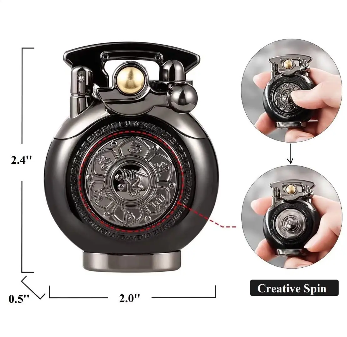 YANCONG Vintage Antique Reusable Windproof Trench Lighter | Unique Mechanical Design for Men & Dad (B-Blue) - view 4