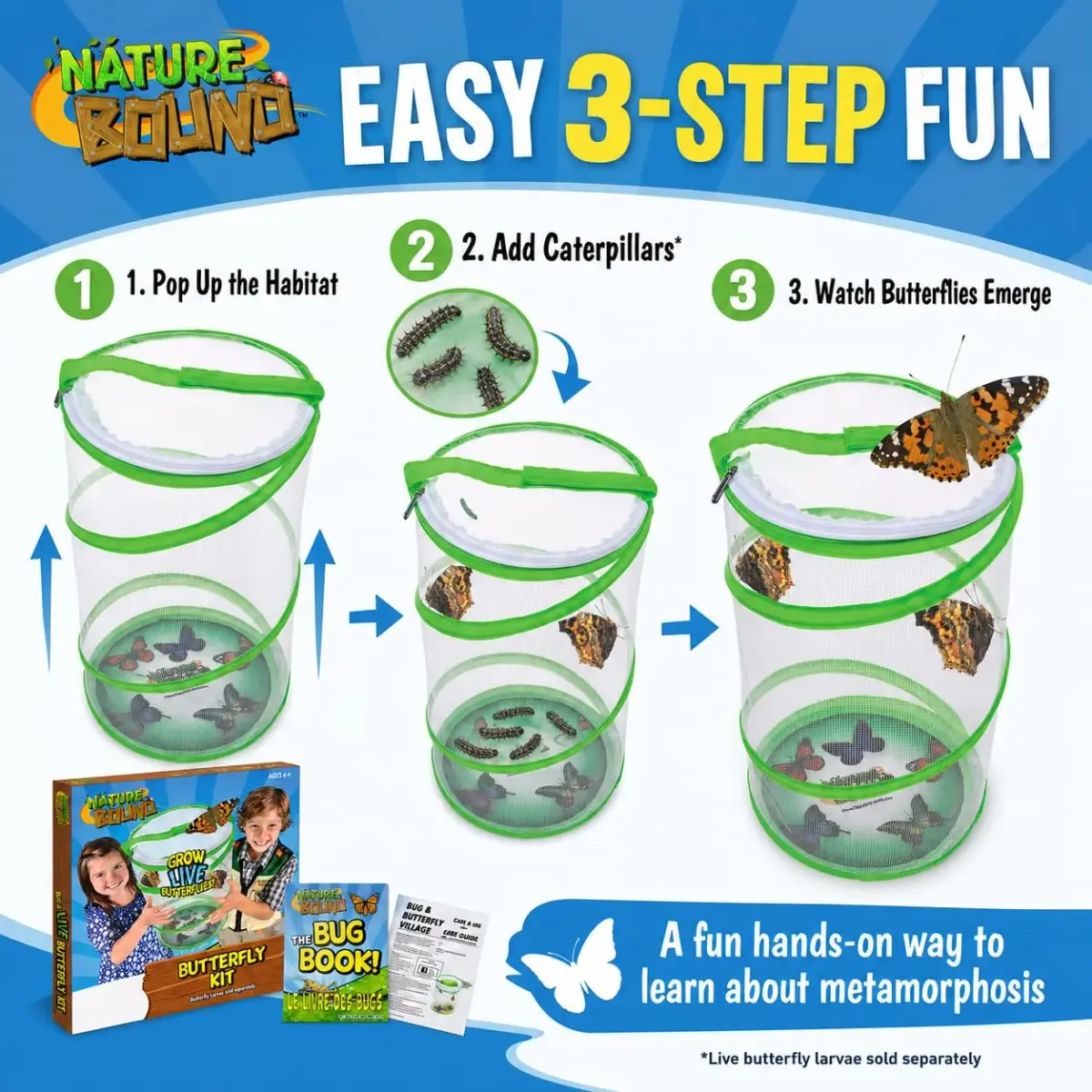 Nature Bound Butterfly Growing Kit 13 inch Tall Pop-Up Enclosure | STEM Learning Guide - view 2