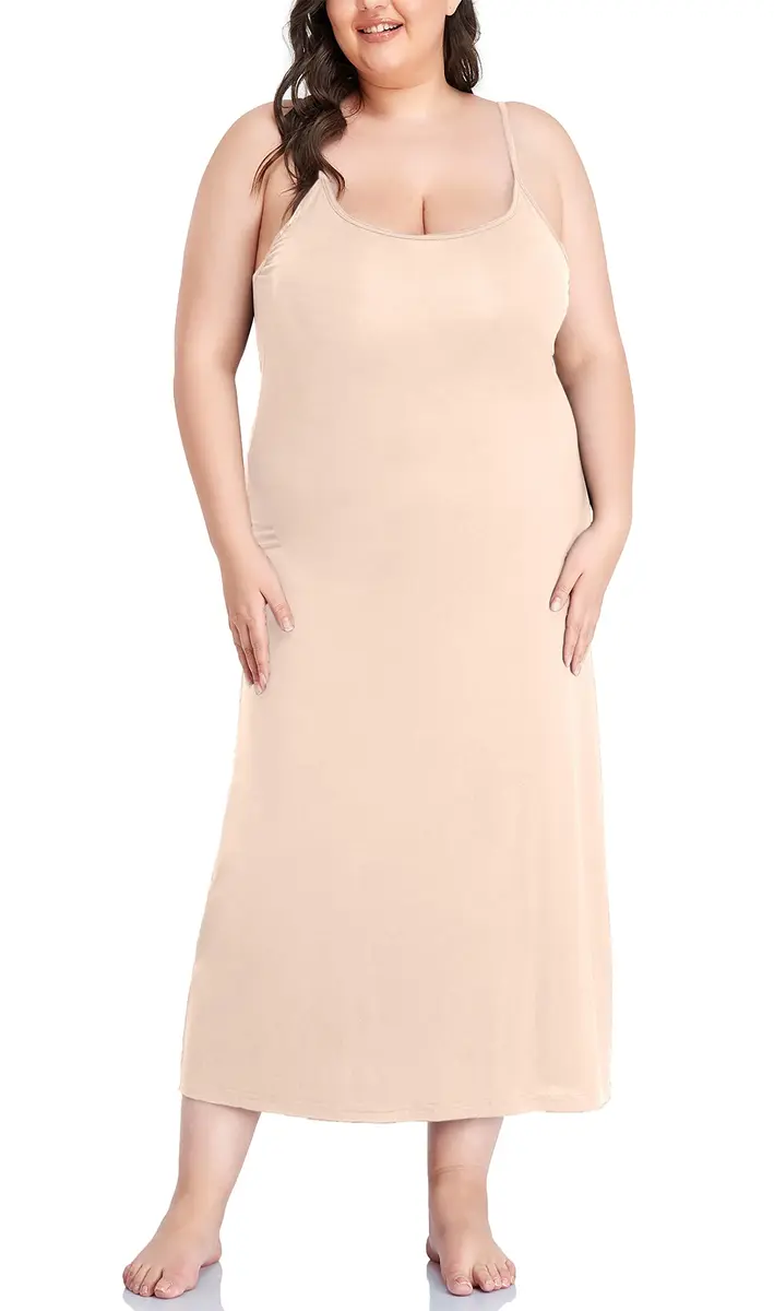 Papicutew Women's Full Slip for Under Dresses Plus Size Long Nightgown Cami Dress 22 Plus Nude | Soft, Stretchy, Full Coverage Nightwear - main product image