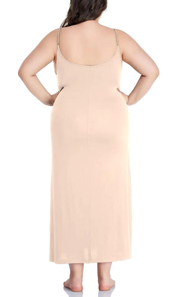 Papicutew Women's Full Slip for Under Dresses Plus Size Long Nightgown Cami Dress 22 Plus Nude | Soft, Stretchy, Full Coverage Nightwear - view 2