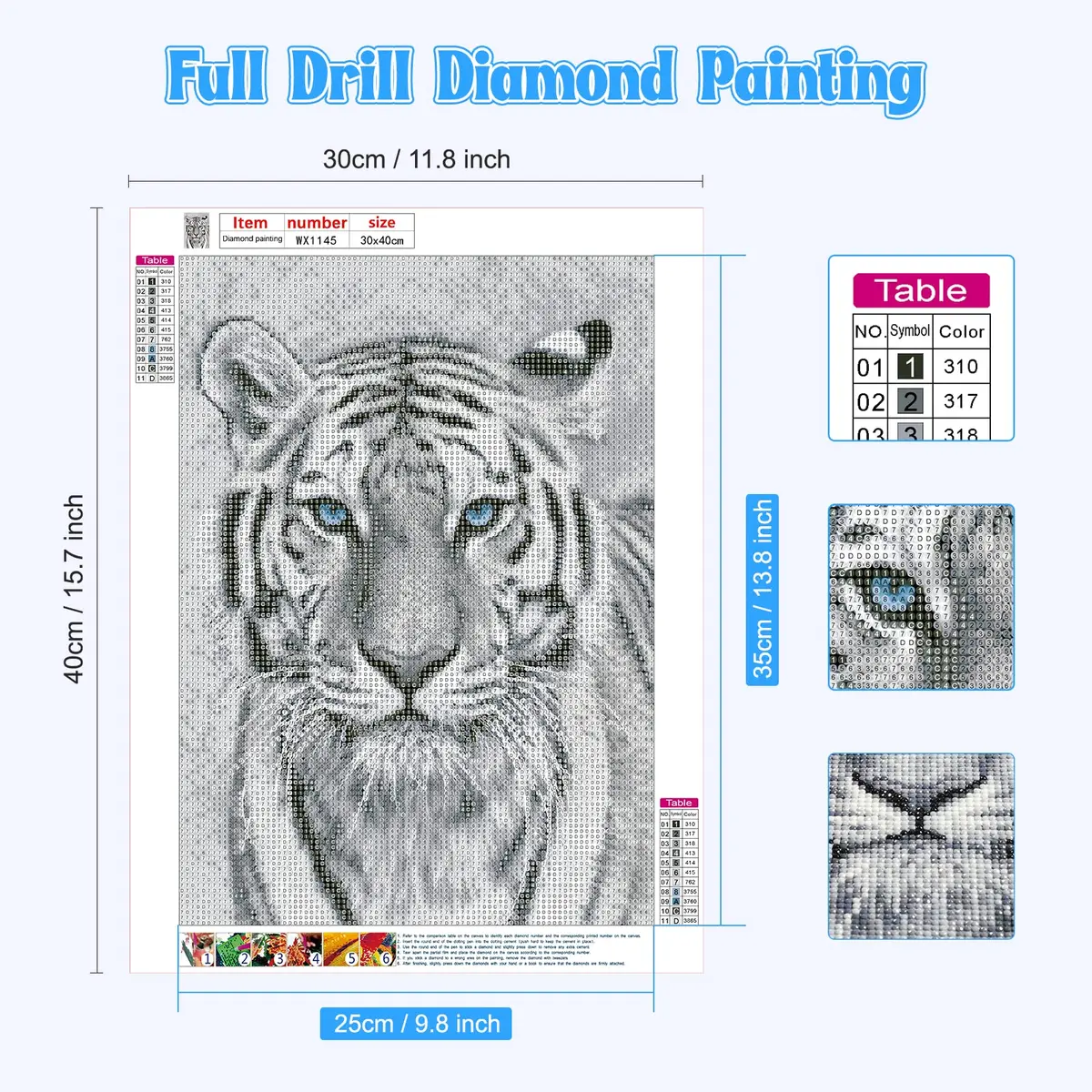 NAIMOER Tiger Diamond Art Kits for Adults, 5D Full Drill Animals Diamond Painting 30x40cm | Realistic Tiger Art for Home Wall Decoration - view 2