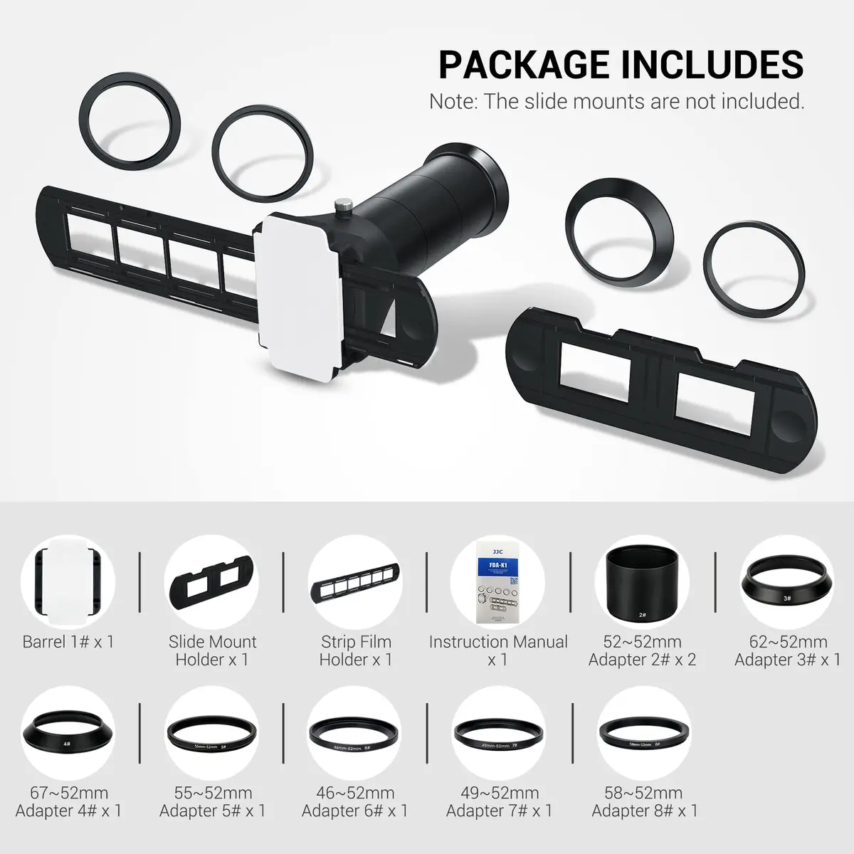 JJC Film Digitizer Replaces Nikon ES-2 for 35mm Slide Negative to Digital | Macro Lens Adapter Kit for Camera & Slide Conversion - view 9