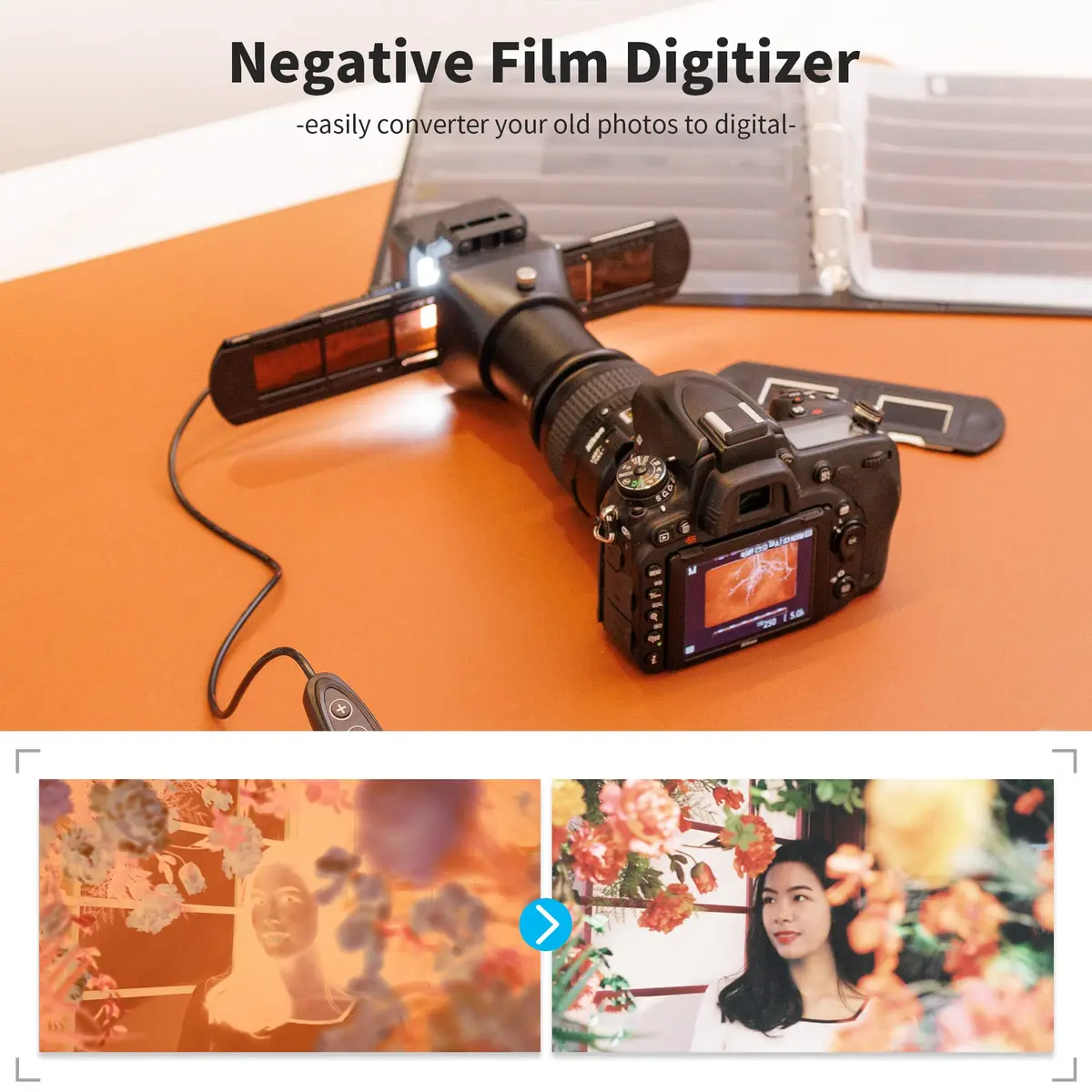 JJC Film Digitizer Scanner w/Backlight for 35mm Slide Negative to Digital | Macro Film Converter for Slides & Negatives - view 2
