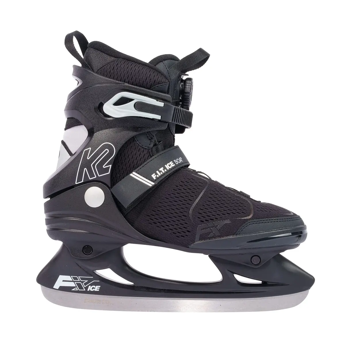 K2 F.I.T. Ice Boa Mens Ice Skates 2022 - Gray / 11.0 | Water-Resistant, Stability Plus Cuff, BOA Fit System - view 2