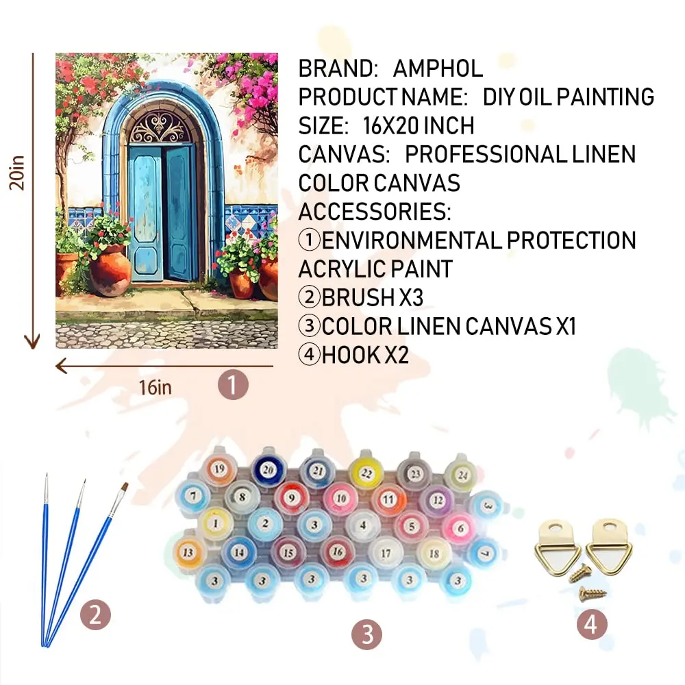 Amphol Paint by Numbers Kit 16"x20" | Easy DIY Canvas Art for Beginners & Kids - view 7