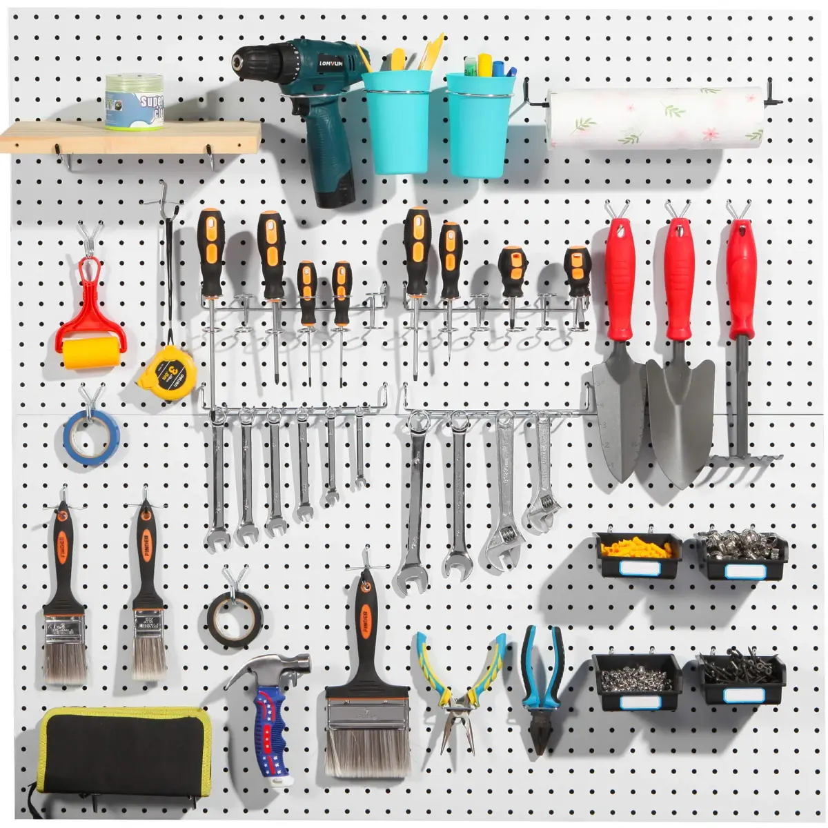 FRIMOONY 165-Piece Pegboard Hooks Assortment with Bins & Locks | 1/8" & 1/4" Compatible - view 7