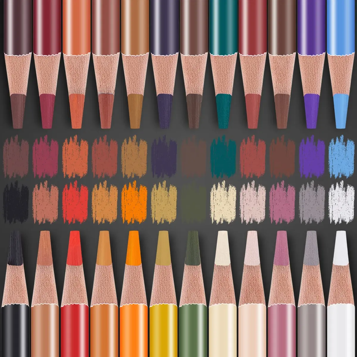 PANDAFLY Professional Colored Charcoal Pencils Drawing Set, 24 Colors | Non-Toxic, Skin Tone Shades - view 3