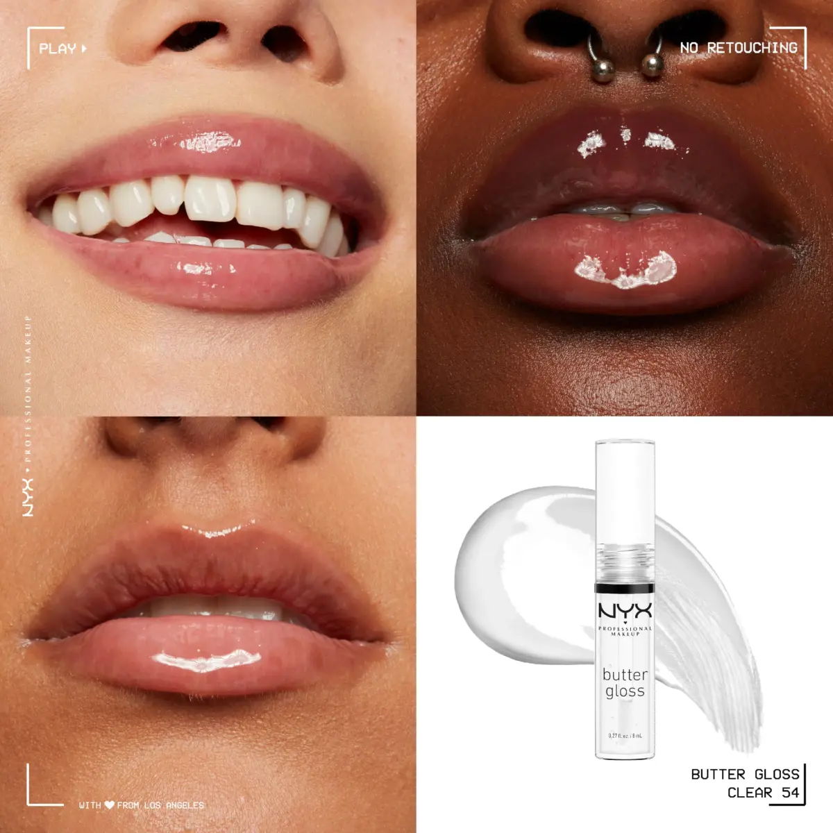 NYX PROFESSIONAL MAKEUP Butter Gloss Bling Lip Gloss in Sugar Glass (Clear, 7.65 ml) | Vegan & Non-Sticky Shine - view 3