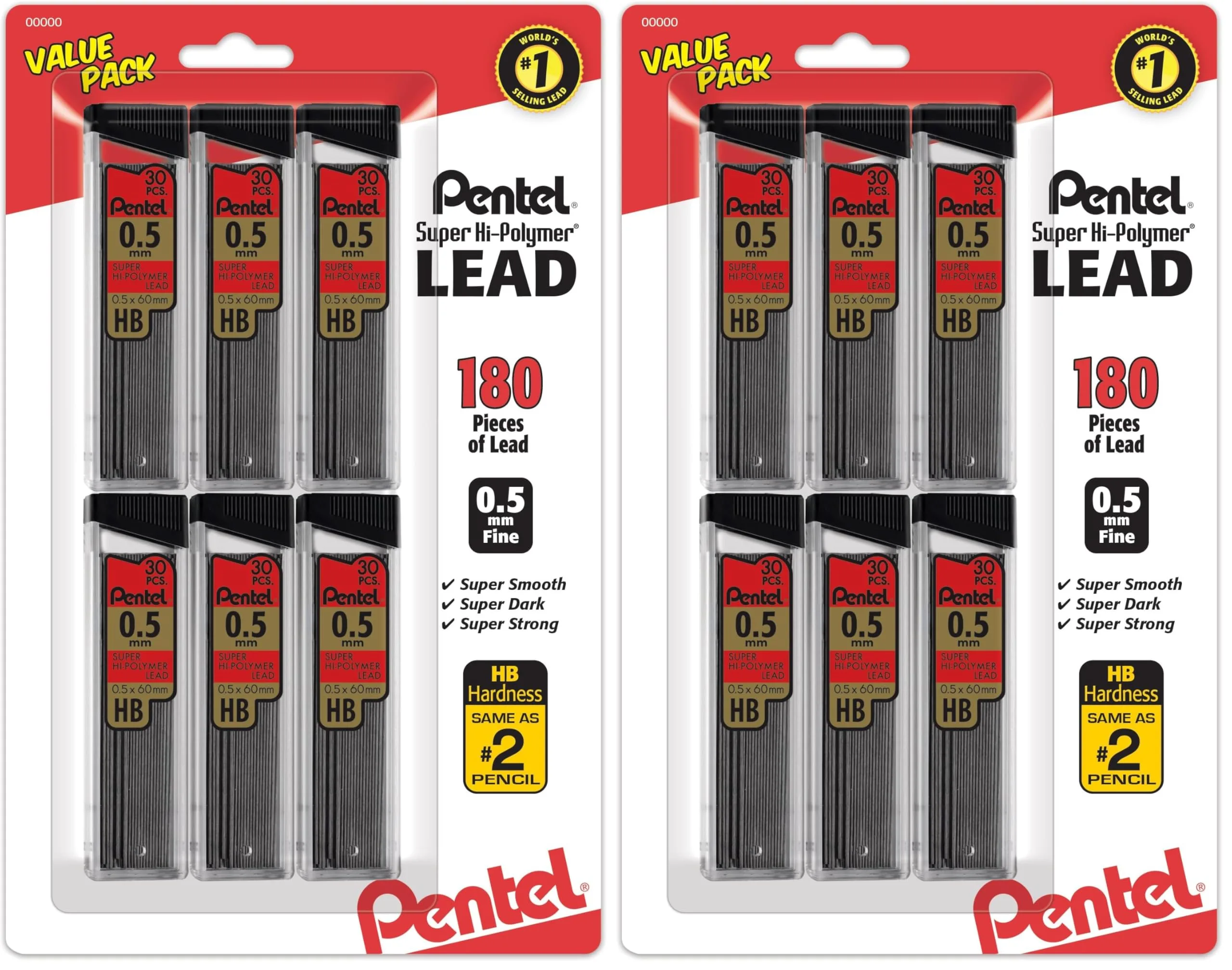 Pentel Super Hi-Polymer Lead Refills, 0.7mm (10 Leads x 3 Packs) | Smooth Writing for Students & Professionals - main product image