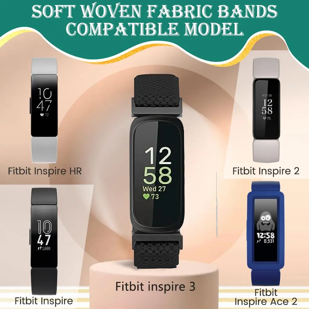 Huamanlou Adjustable Elastic Nylon Sport Bands Compatible with Fitbit Inspire 3/Inspire 2/Inspire/Inspire HR/Ace 2/Ace 3 | Breathable, Lightweight & Durable (70-120 chars) - view 5