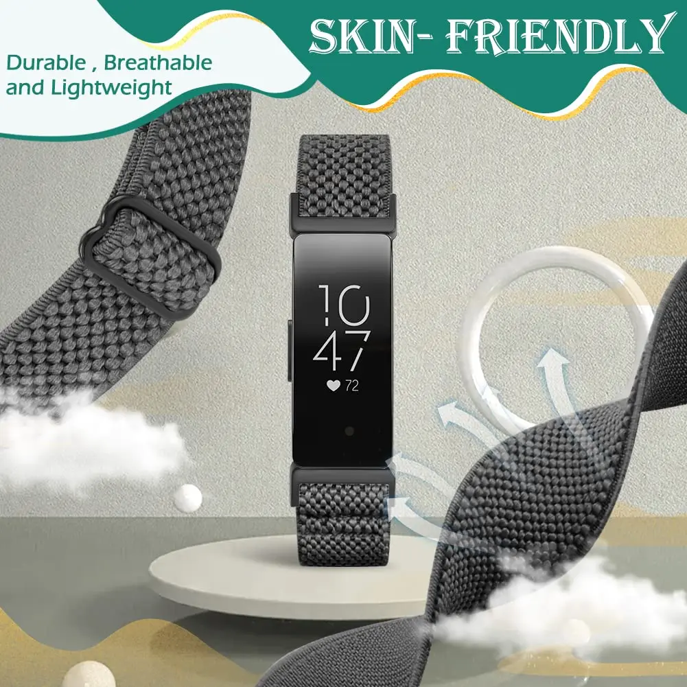 Huamanlou Adjustable Elastic Nylon Sport Bands Compatible with Fitbit Inspire 3/Inspire 2/Inspire/Inspire HR/Ace 2/Ace 3 | Breathable, Lightweight & Durable (70-120 chars) - view 4