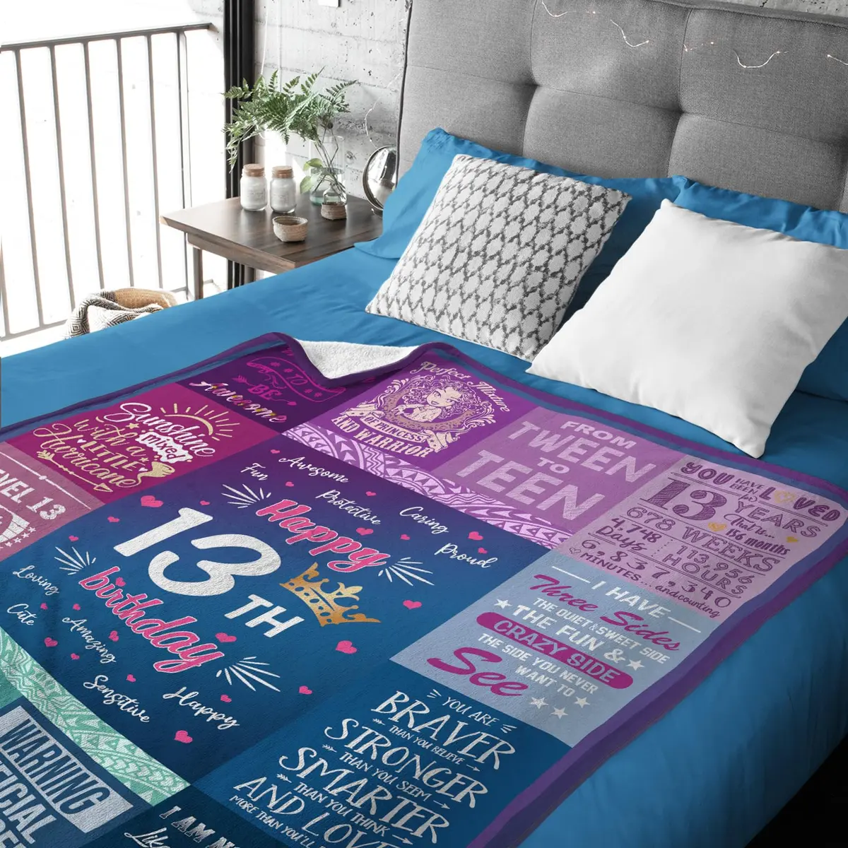 Wisegem 13th Birthday Blanket for Girls 60" x 50" | Soft, Warm & Fade Resistant - view 4