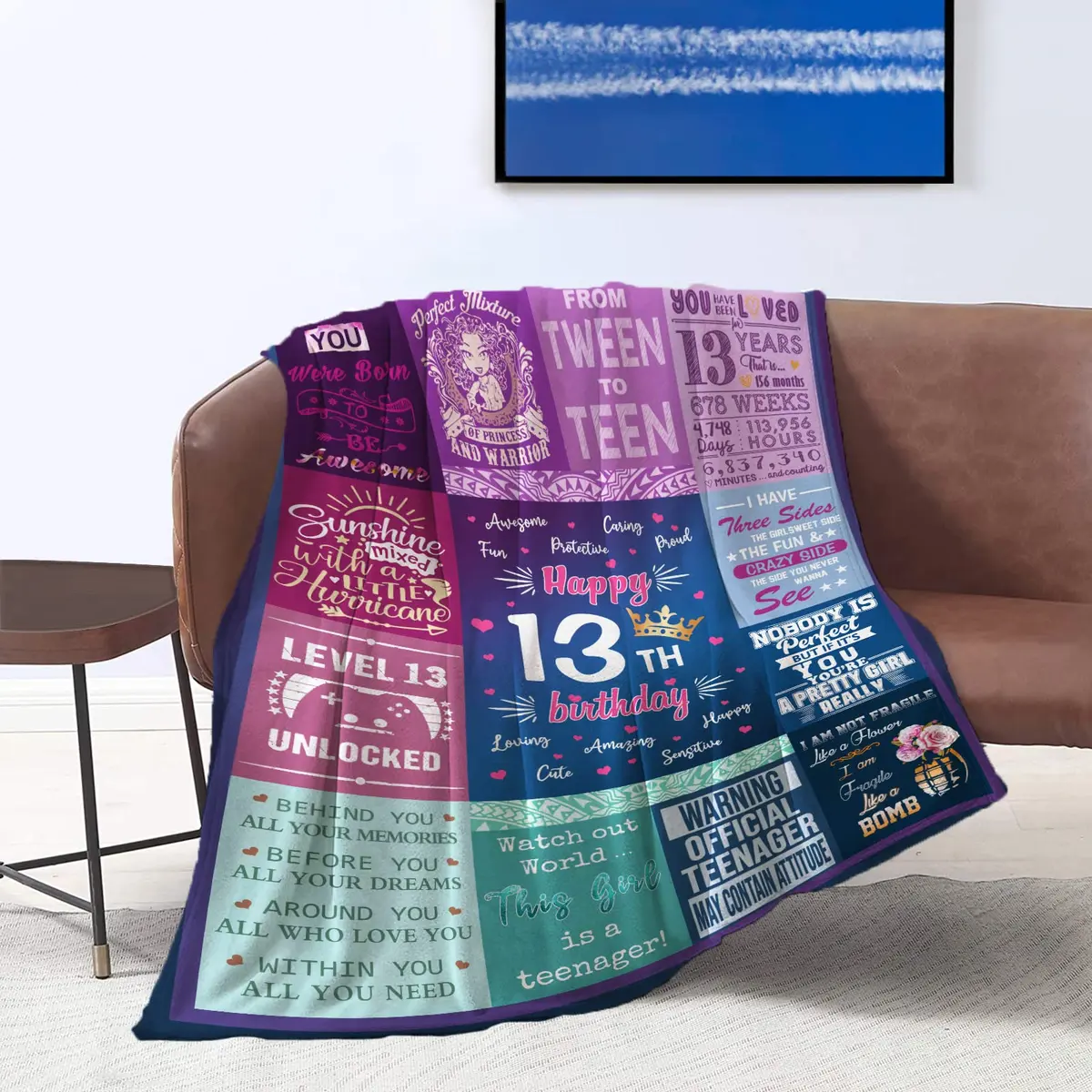 Wisegem 13th Birthday Blanket for Girls 60" x 50" | Soft, Warm & Fade Resistant - view 8