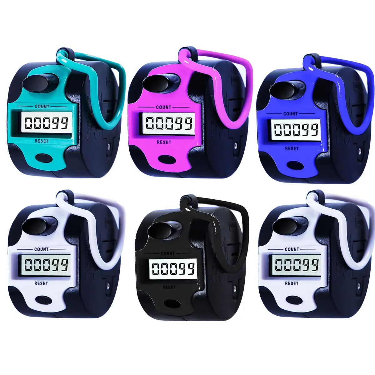 TESEAS 5-Digit Electronic Lap Counter Clicker (6-Pack, Blue) | Manual Tally Counter for Sports & Events - main product image