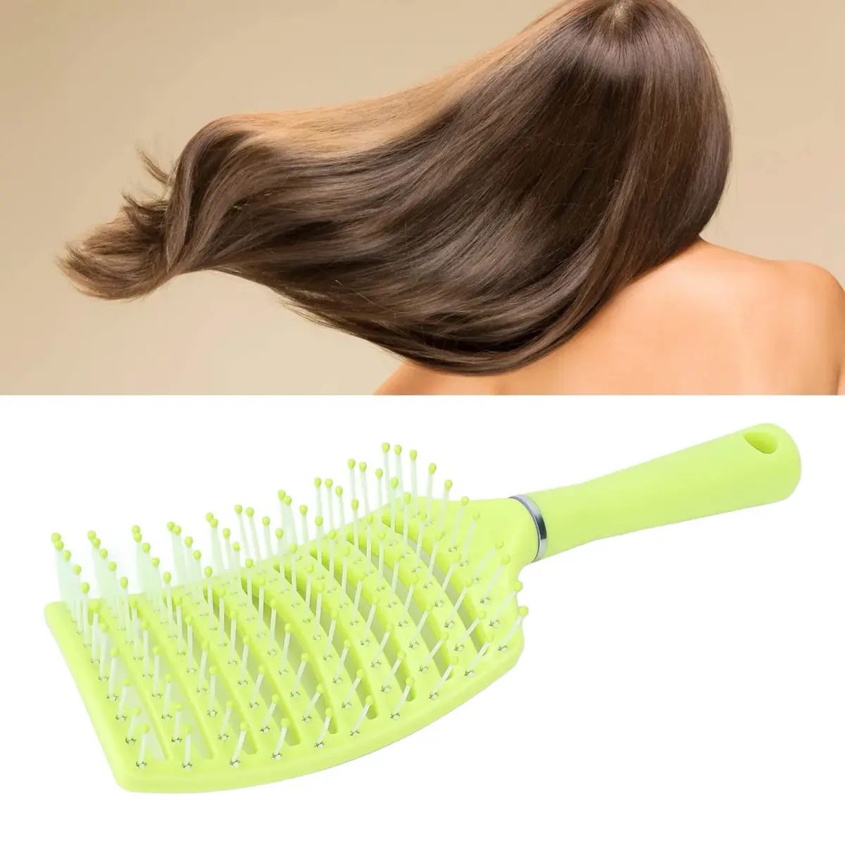 Yinhing Vented Paddle Hair Brush - Green | Detangling & Styling for Thick Straight Hair - main product image