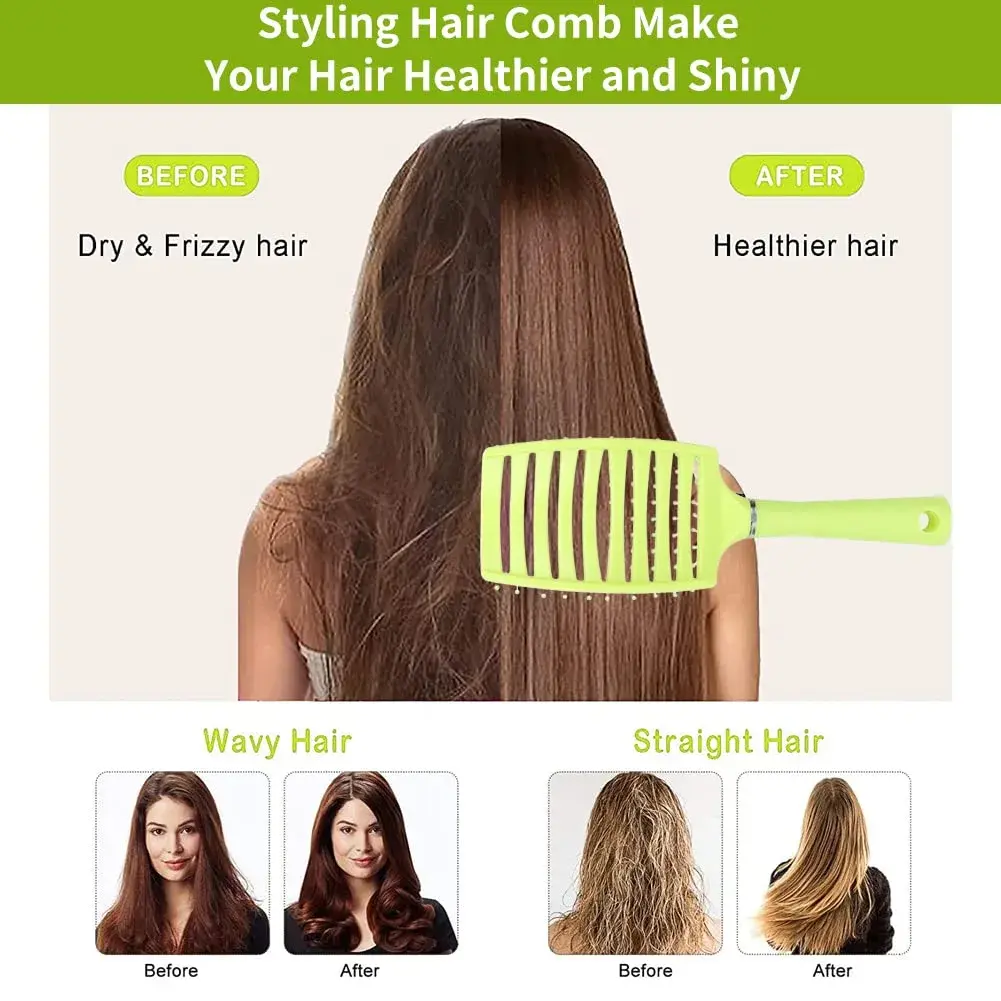 Yinhing Vented Paddle Hair Brush - Green | Detangling & Styling for Thick Straight Hair - view 2