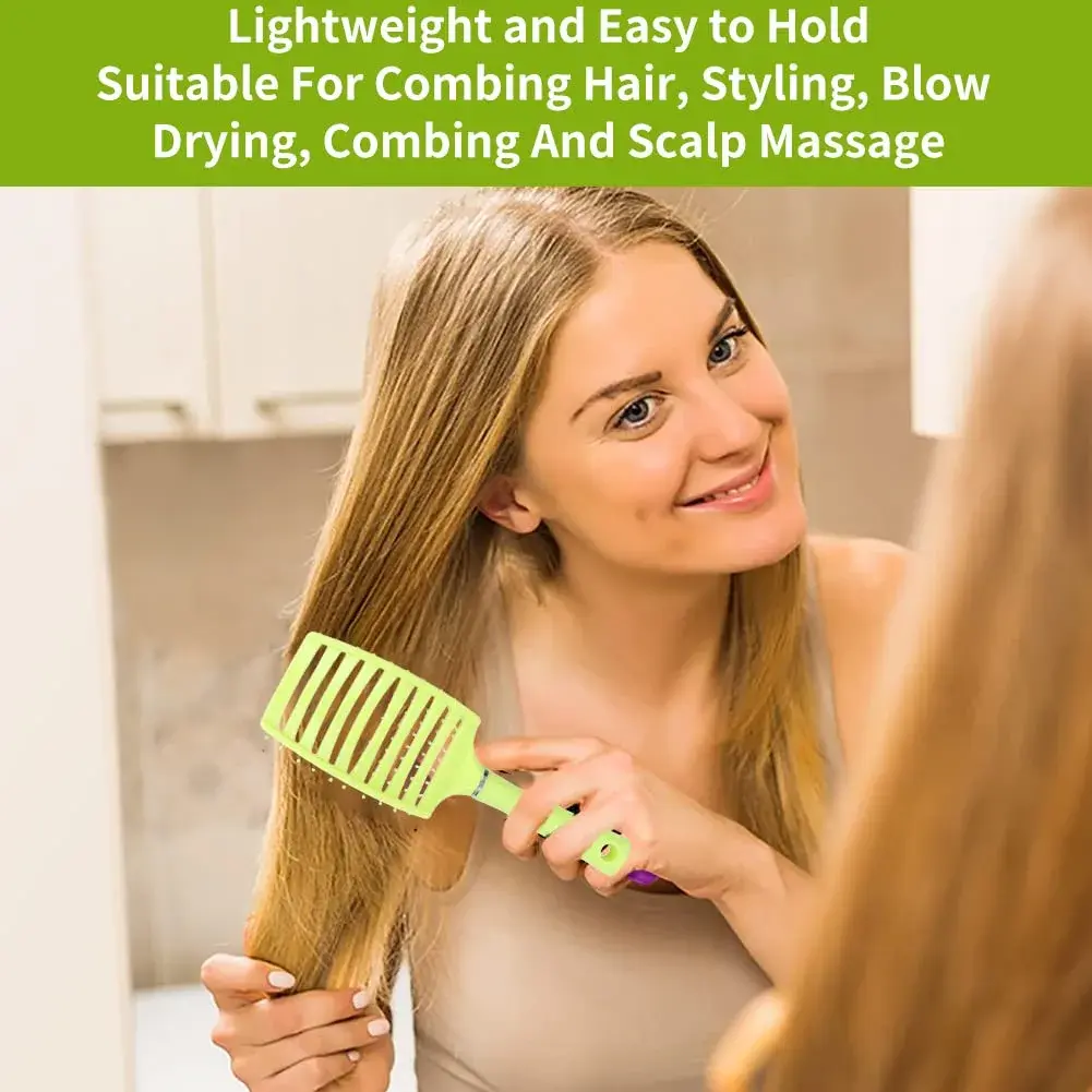 Yinhing Vented Paddle Hair Brush - Green | Detangling & Styling for Thick Straight Hair - view 3