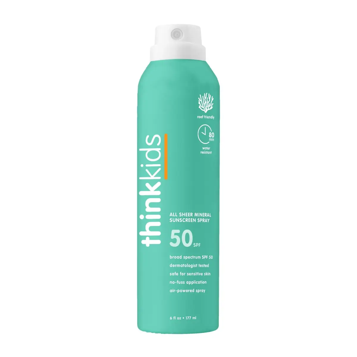 Thinksport Kids Mineral Sunscreen Spray SPF 50+ 6 oz | Natural Zinc Oxide UVA/UVB Protection - main product image