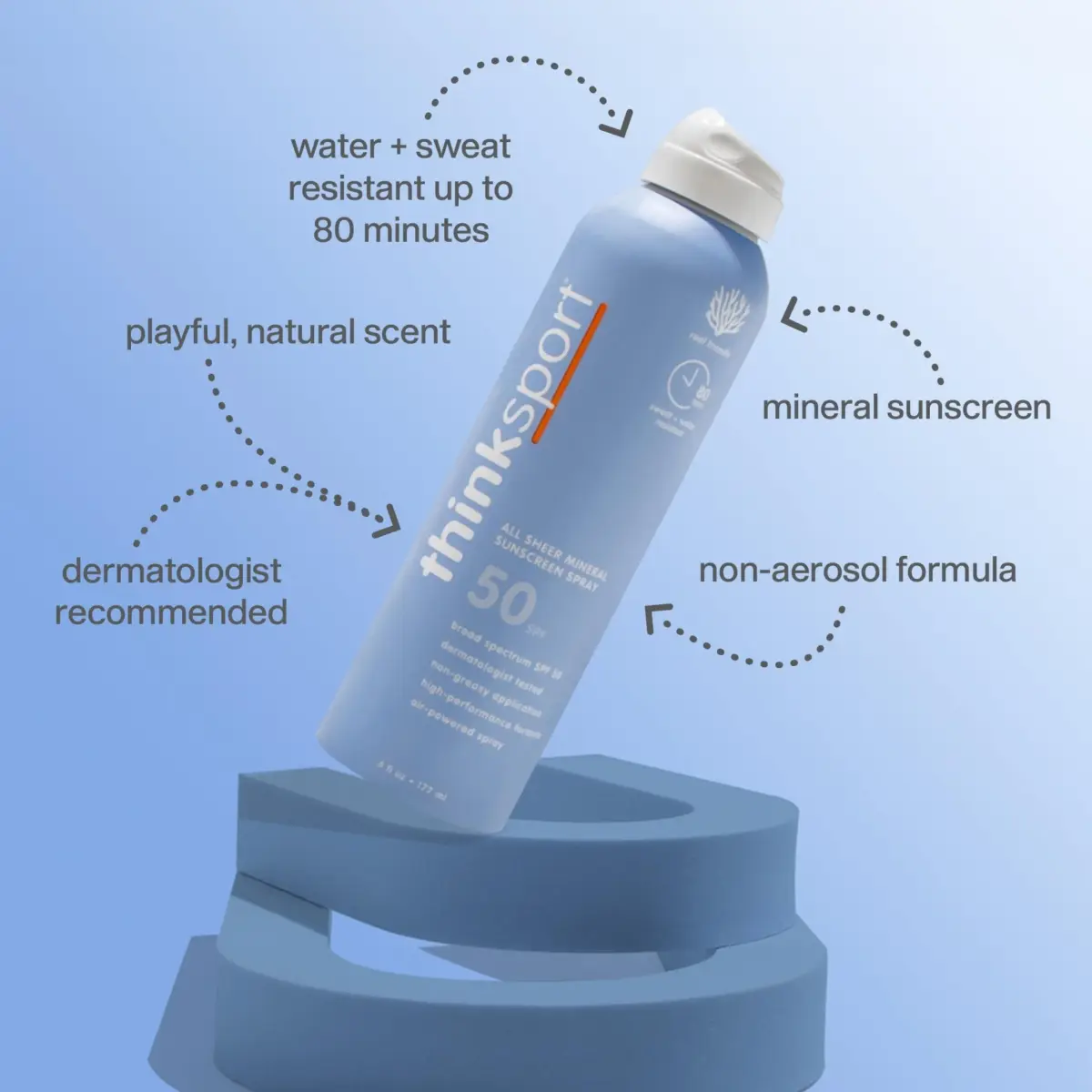 Thinksport Mineral Sunscreen Spray SPF 50+ 169.8ml (6 Fl Oz) | Reef-Safe, Water-Resistant - view 2