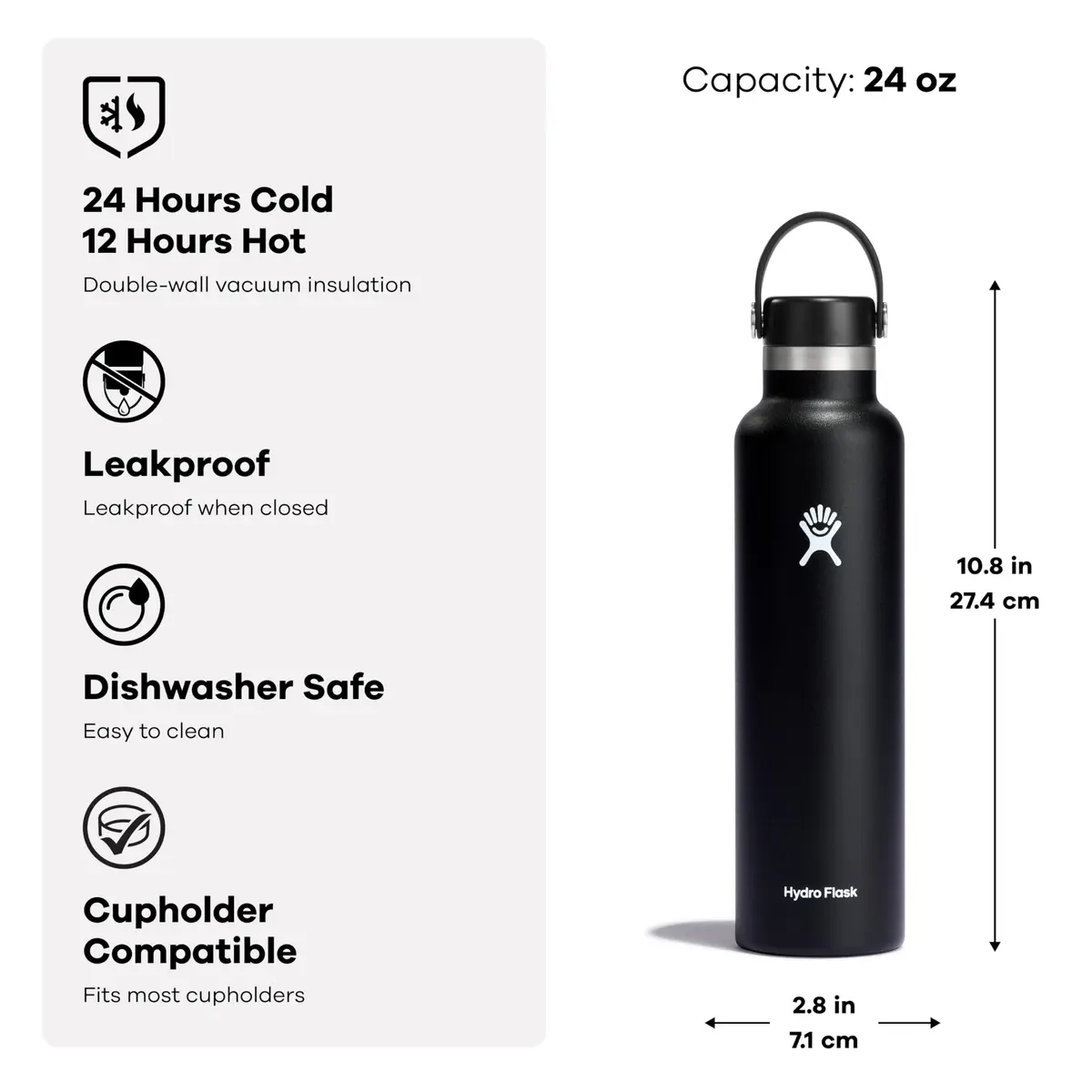 Hydro Flask Water Bottle - Insulated Stainless Steel - Non Spill, Leakproof in 24 Oz Indigo Blue - view 6