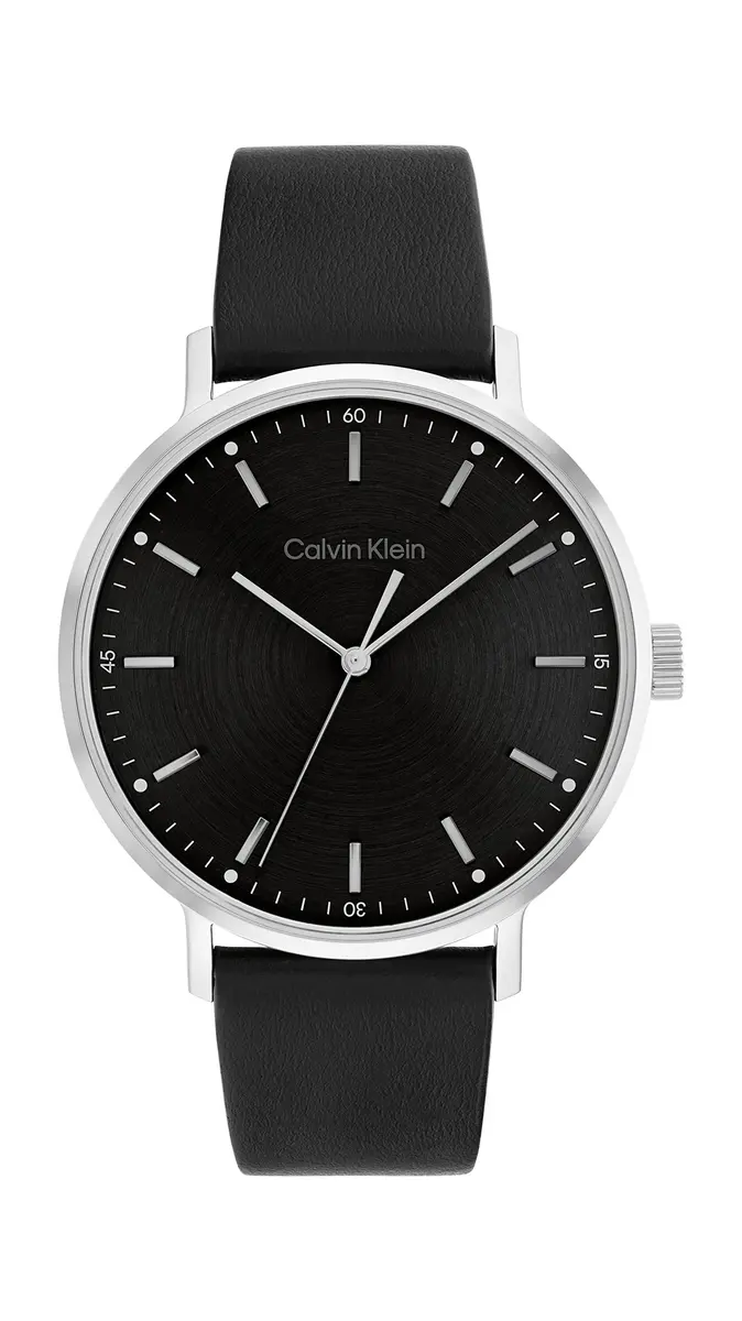 Calvin Klein Men's Quartz Watch 42mm | Black Leather Strap & Stainless Steel Case - main product image