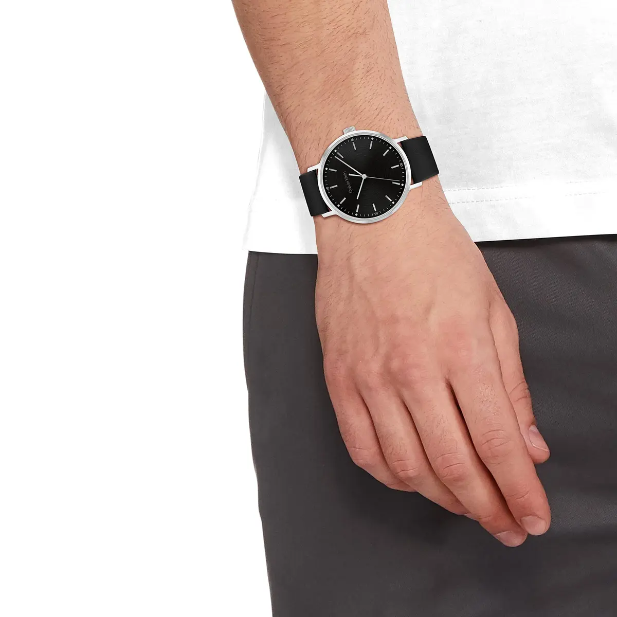 Calvin Klein Men's Quartz Watch 42mm | Black Leather Strap & Stainless Steel Case - view 2