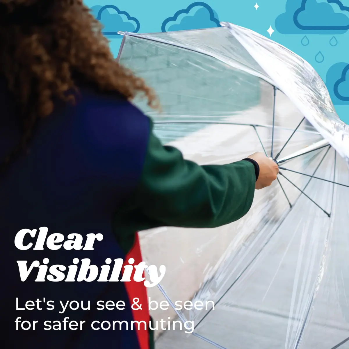 Totes Clear Canopy Bubble Umbrella with J Hook Handle & Enhanced Visibility 129.54cm (51" Arc) | Windproof Dome Design - view 3