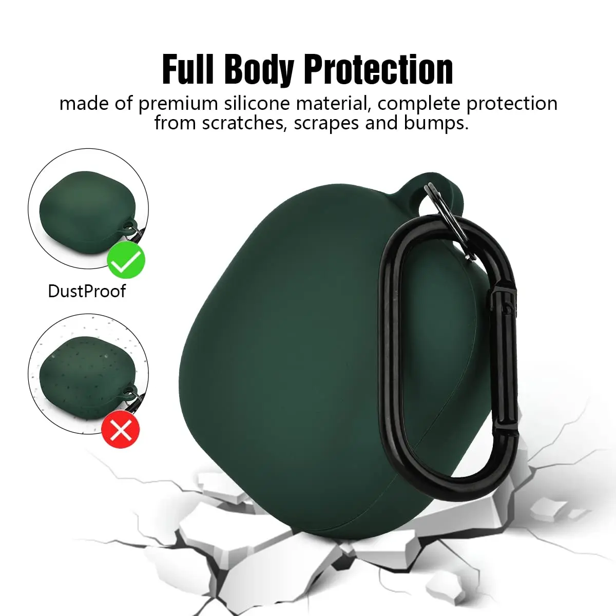AIRSPO Silicone Case Compatible with Samsung Galaxy Buds 2 Pro, Galaxy Buds 2, Galaxy Buds Pro & Galaxy Buds Live | Midnight Green - view 5