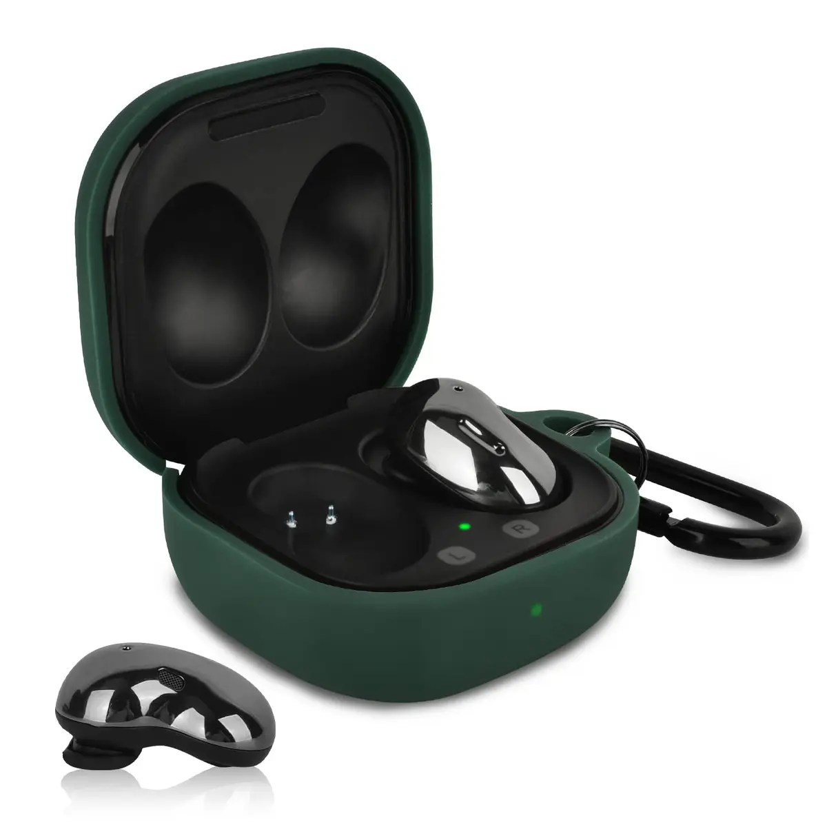 AIRSPO Silicone Case Compatible with Samsung Galaxy Buds 2 Pro, Galaxy Buds 2, Galaxy Buds Pro & Galaxy Buds Live | Midnight Green - view 3