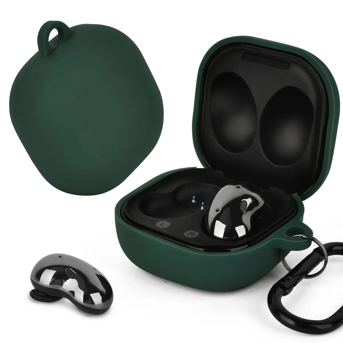 AIRSPO Silicone Case Compatible with Samsung Galaxy Buds 2 Pro, Galaxy Buds 2, Galaxy Buds Pro & Galaxy Buds Live | Midnight Green - view 4