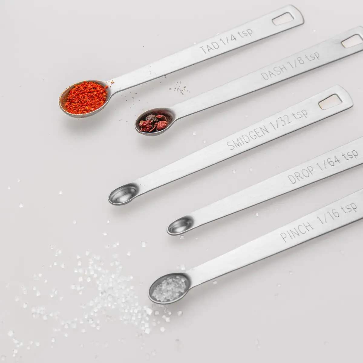 Esie Houzie Mini Measuring Spoons Set, Stainless Steel, 5 Pcs | Precise Tiny Amounts for Spices & Cosmetics - view 3