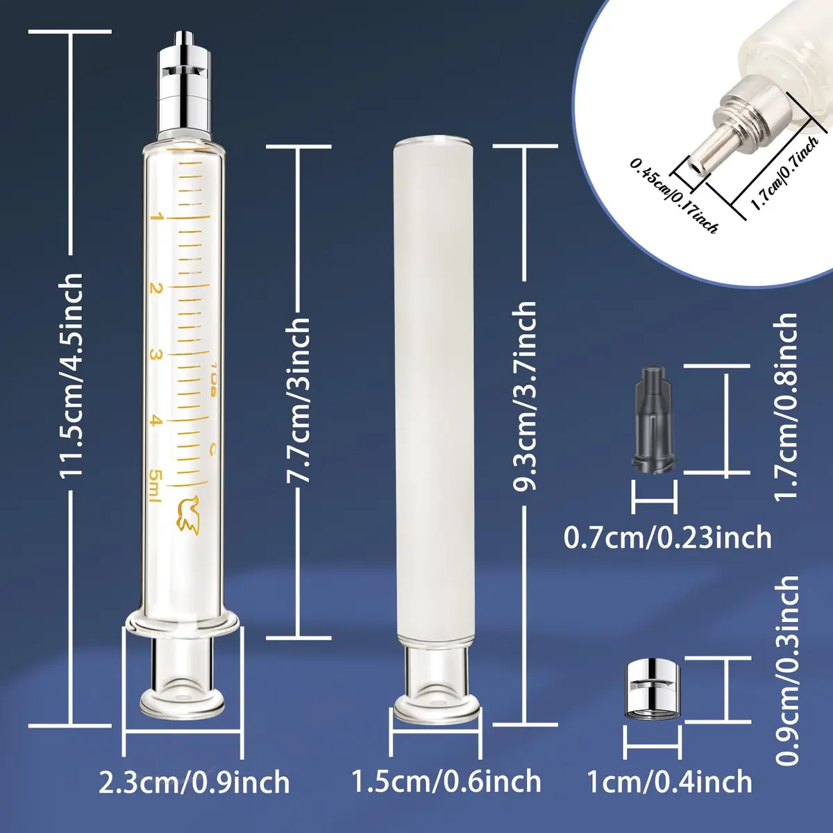 Jiaxix 2-Pack 5ml Borosilicate Glass Syringe | Reusable, High-Temperature Resistant, Precise Liquid Extraction - view 2