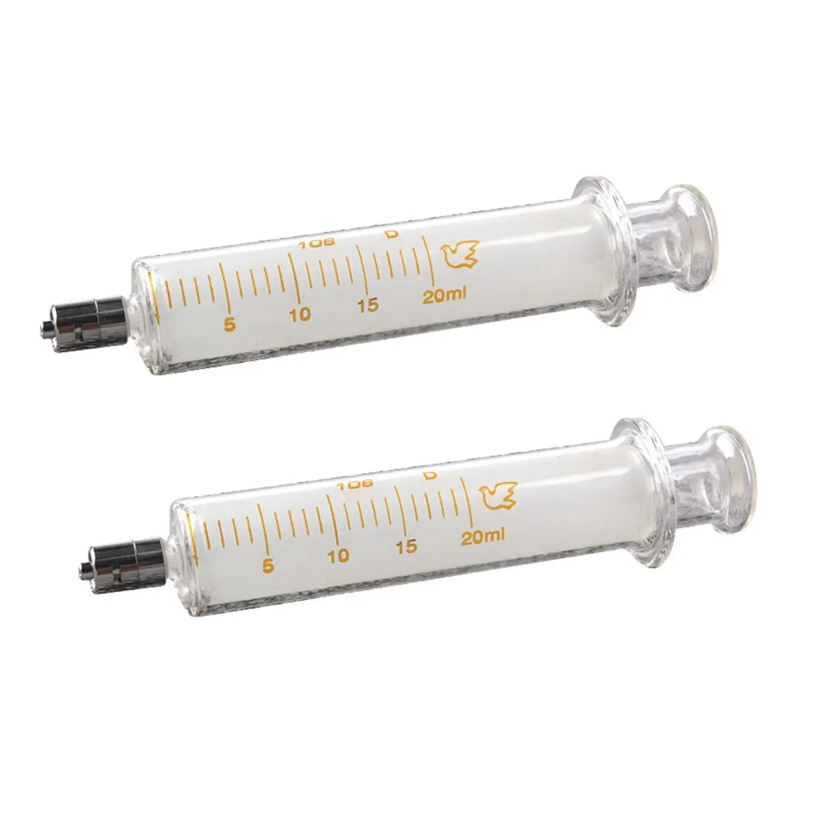 Jiaxix 20ml Glass Syringe with Metal Head and Caps (2-Pack) | Precise Liquid Transfer for Oils & Glues - main product image