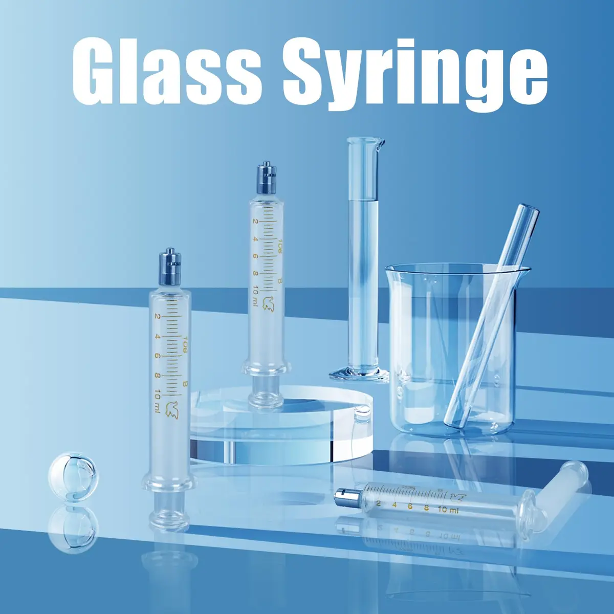 Jiaxix 10ml Glass Syringe with Metal Luer Lock and Caps (2-Pack) | Accurate Liquid Dispensing for Labs & Crafts - view 4