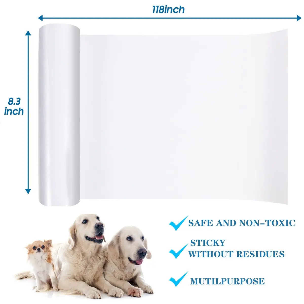 COPETNER Door Protector from Dog Scratching | Heavy Duty Vinyl Scratch Guard for Doors & Walls (118in X 8.3in) - view 5
