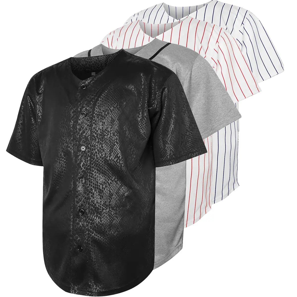 JKNAKN X-Large Black Baseball Jersey | Classic Short Sleeve Button Down - main product image