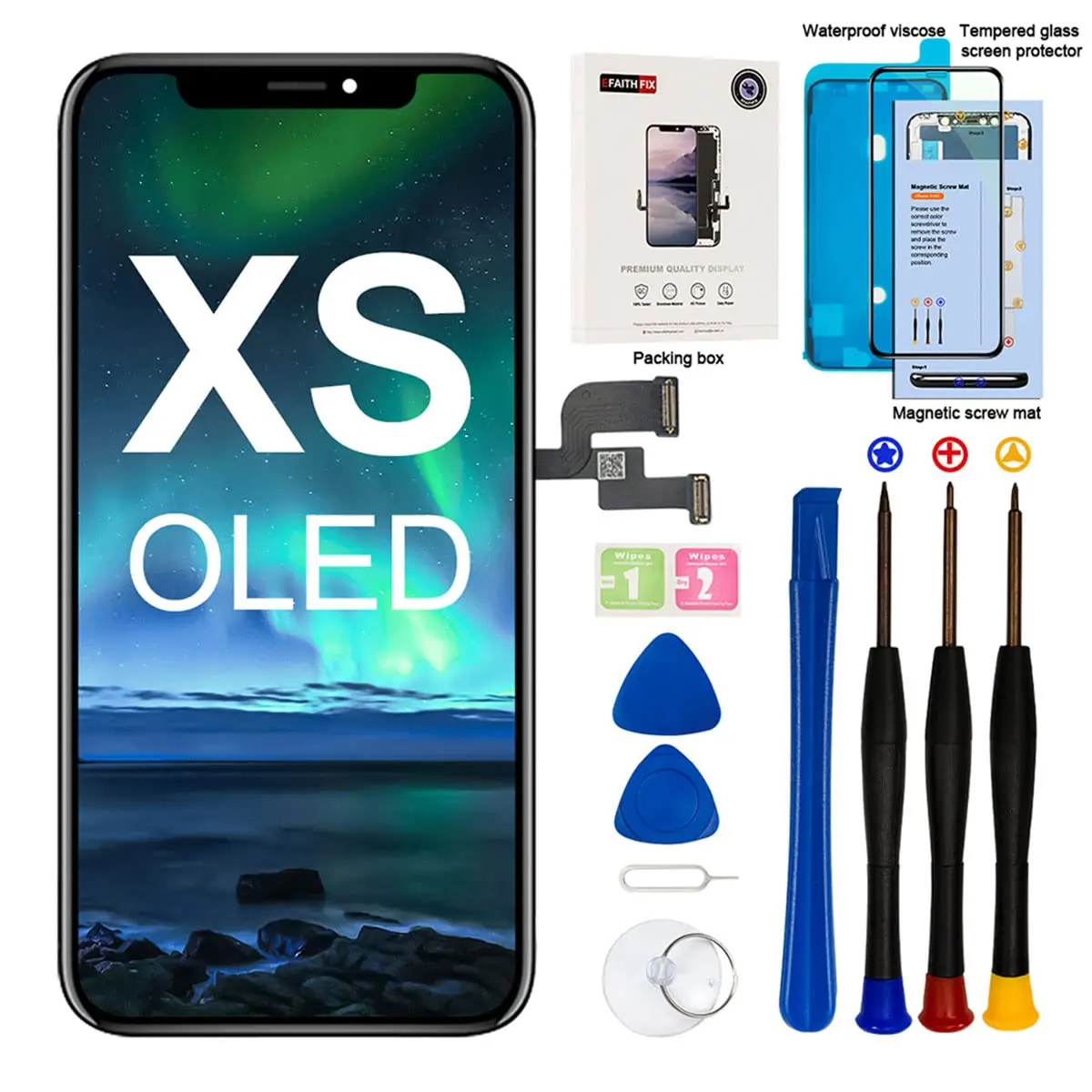 EFAITHFIX iPhone XS OLED Screen Replacement 5.8 Inch | Full Assembly with Tools & Waterproof Adhesive - main product image