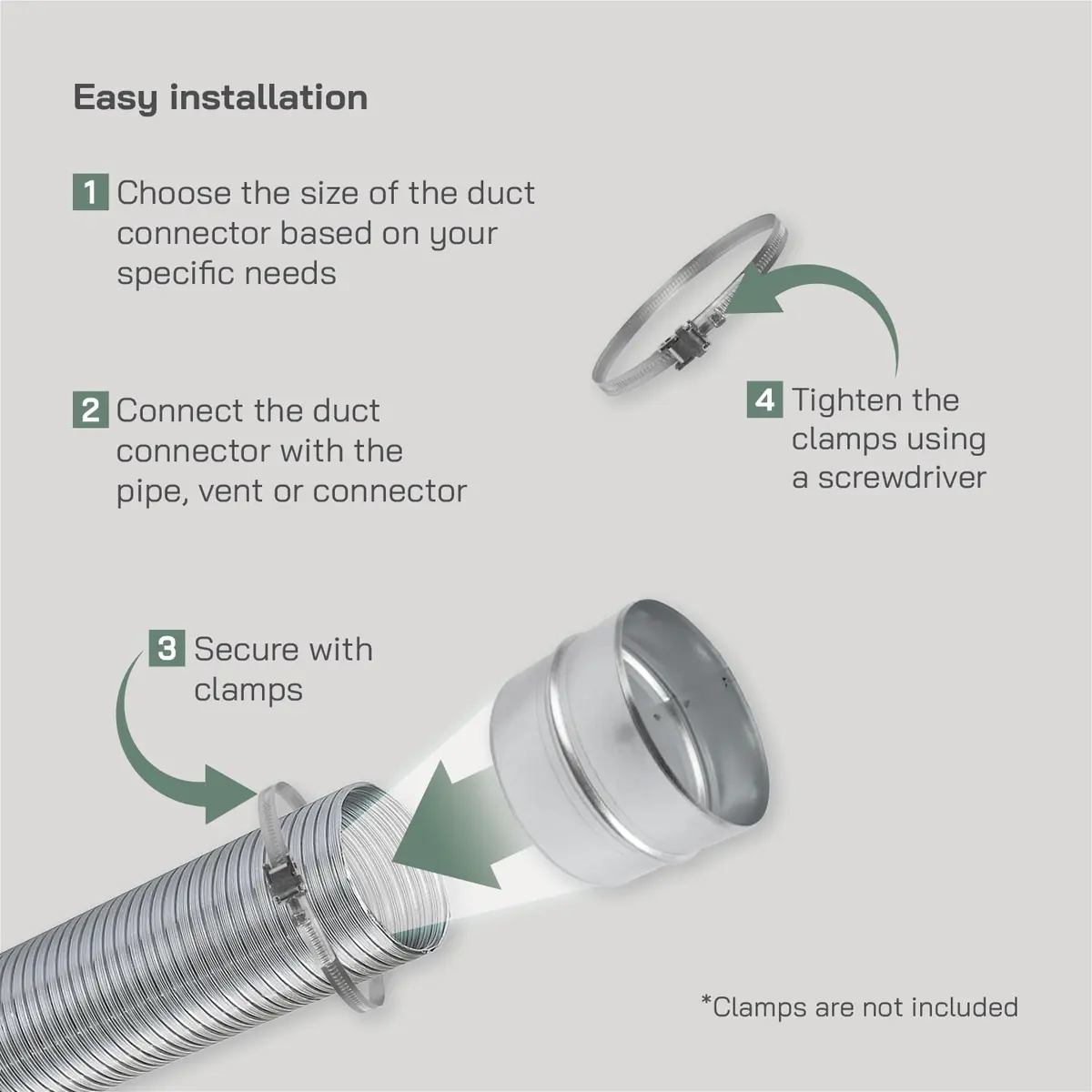 Vent Systems 6'' Inch Galvanized Steel Duct Connector | Round Ventilation Duct Extension for HVAC & Industrial Use - view 5